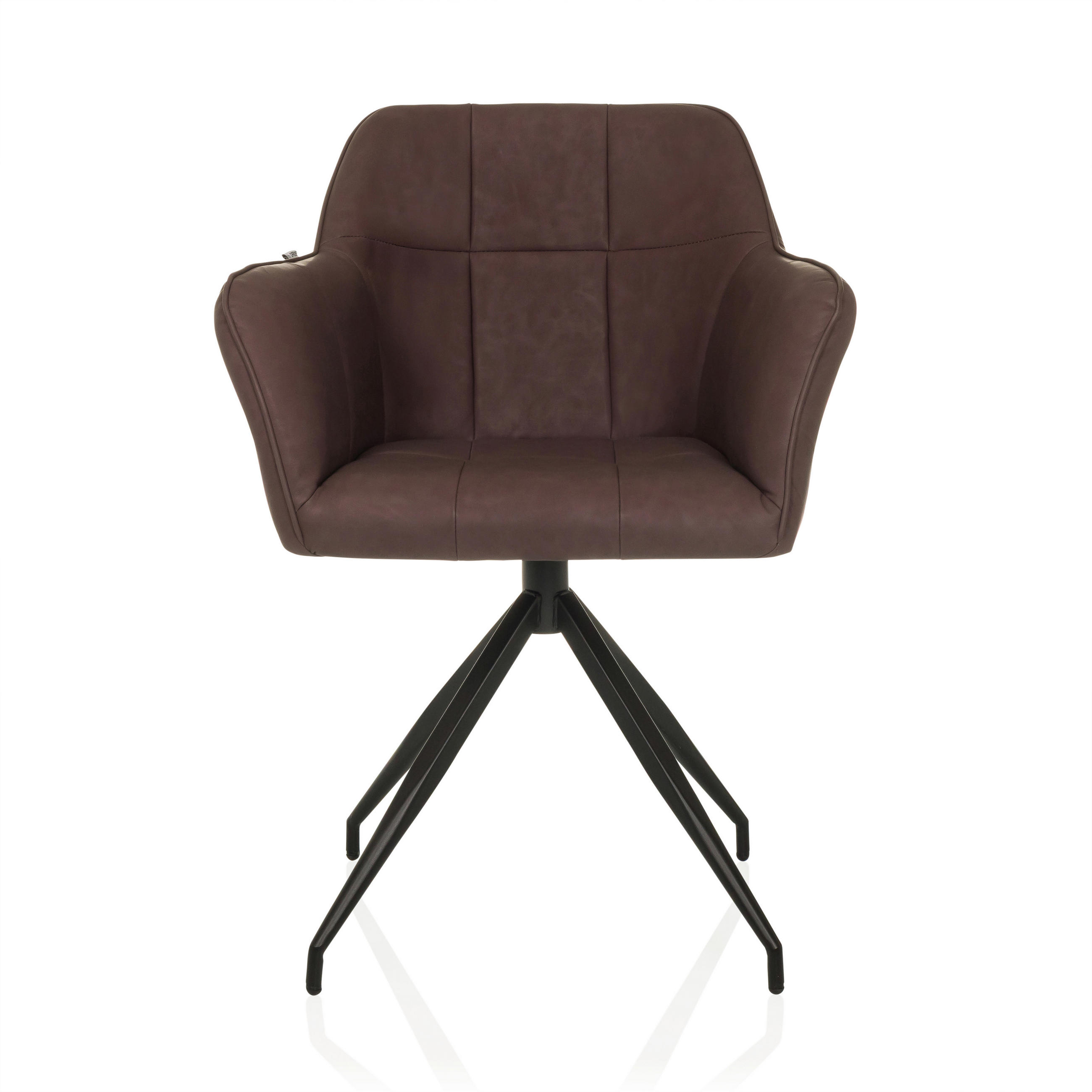 STOL MED ARMSTÖD läderimitation  - svart/mörkbrun, Modern, metall/läder (61/90/56cm) - MID.YOU