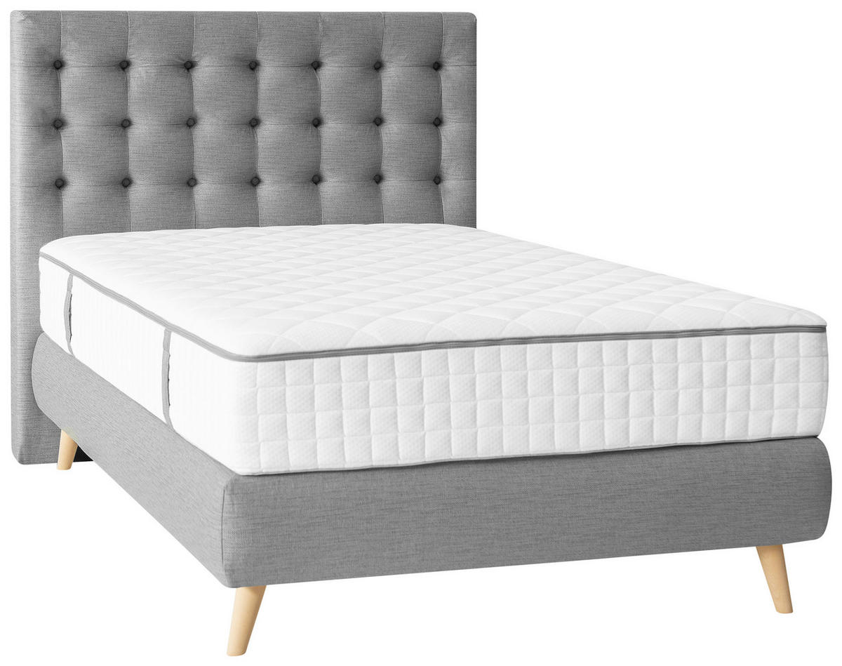 BOXSPRINGBETT 120/200 cm in Hellgrau von WELNOVA