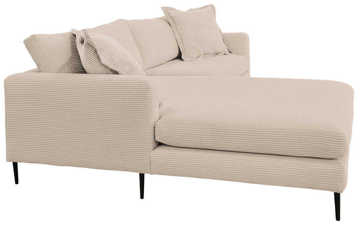 ECKSOFA in Cord Creme  - Creme/Schwarz, Design, Textil/Metall (193/268cm) - P & B