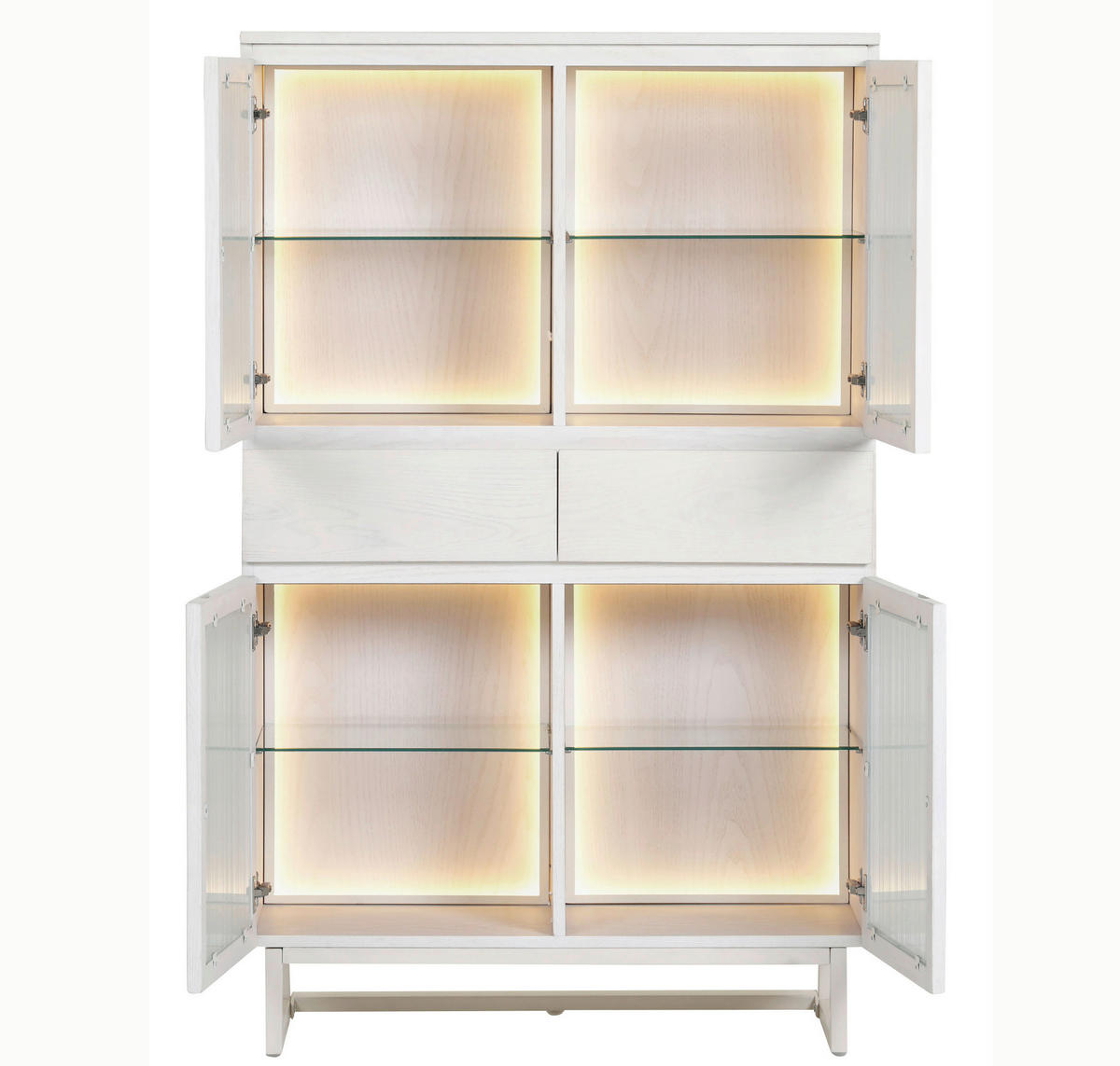 HIGHBOARD BORAS, 90/145/43 cm, 2 Schublade(n)  - Schwarz/Weiß, MODERN, Glas/Holz (90/145/43cm) - Lomoco