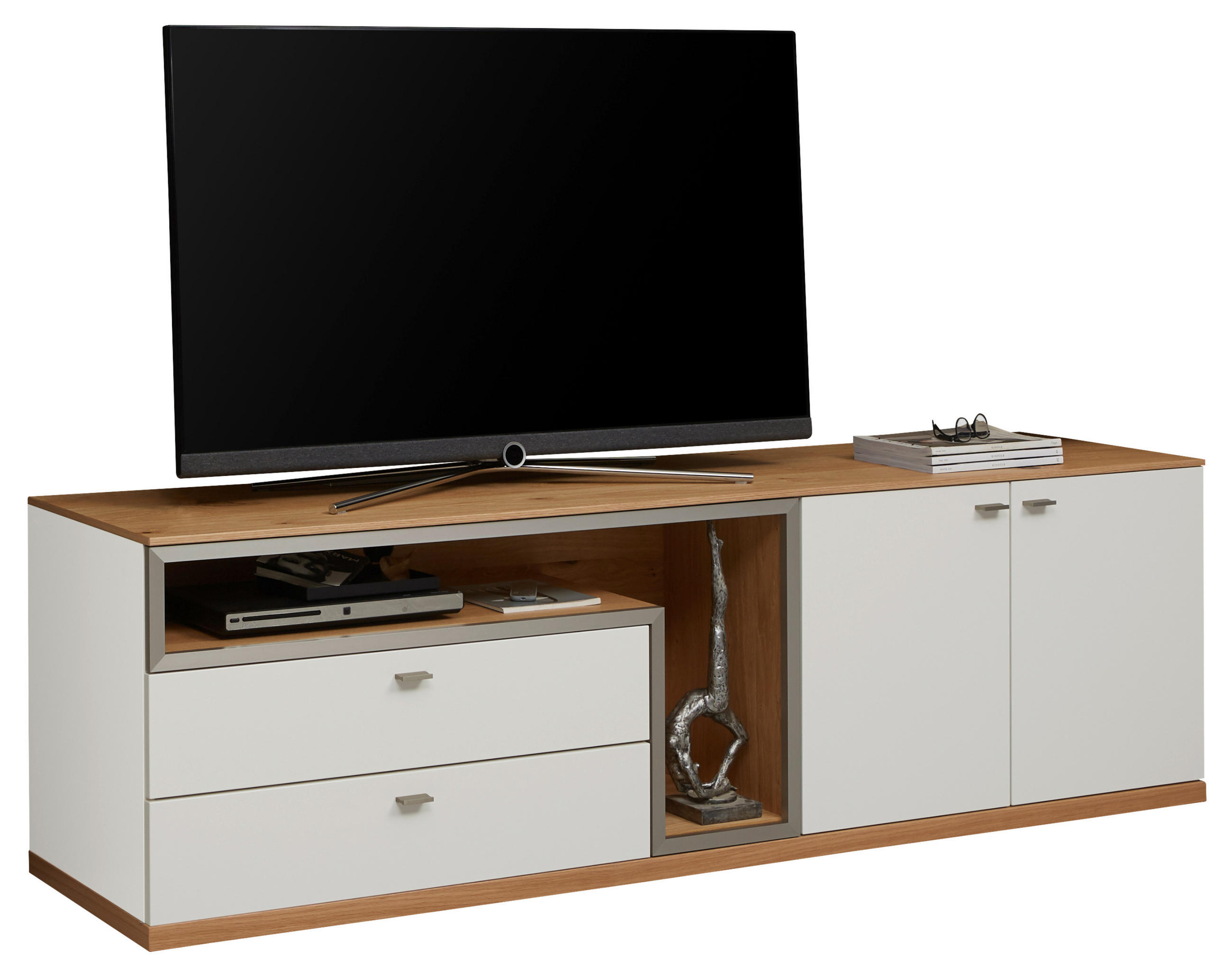 LOWBOARD  in 210,3/64,7/52 cm  - Edelstahlfarben/Eichefarben, Design, Holzwerkstoff (210,3/64,7/52cm) - Dieter Knoll