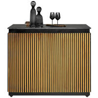 BARSCHRANK Mangoholz, Eukalyptusholz vollmassiv Schwarz, Goldfarben  - Goldfarben/Schwarz, Trend, Holz/Stein (130/109/60cm) - Ambia Home