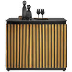 BARSCHRANK Mangoholz, Eukalyptusholz vollmassiv Schwarz, Goldfarben  - Goldfarben/Schwarz, Trend, Holz/Stein (130/109/60cm) - Ambia Home