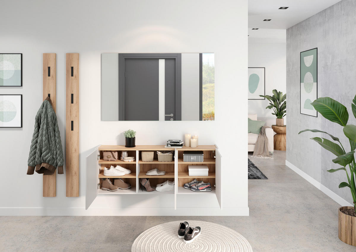 SCHUHSCHRANK Eichefarben, Kaschmir  - Kaschmir/Eichefarben, Design, Holzwerkstoff (138/52/25cm)