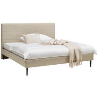 KÁRPITOZOTT ÁGY 180/200 cm  bézs  - bézs/natúr, Modern, textil/fa (180/200cm) - Livetastic
