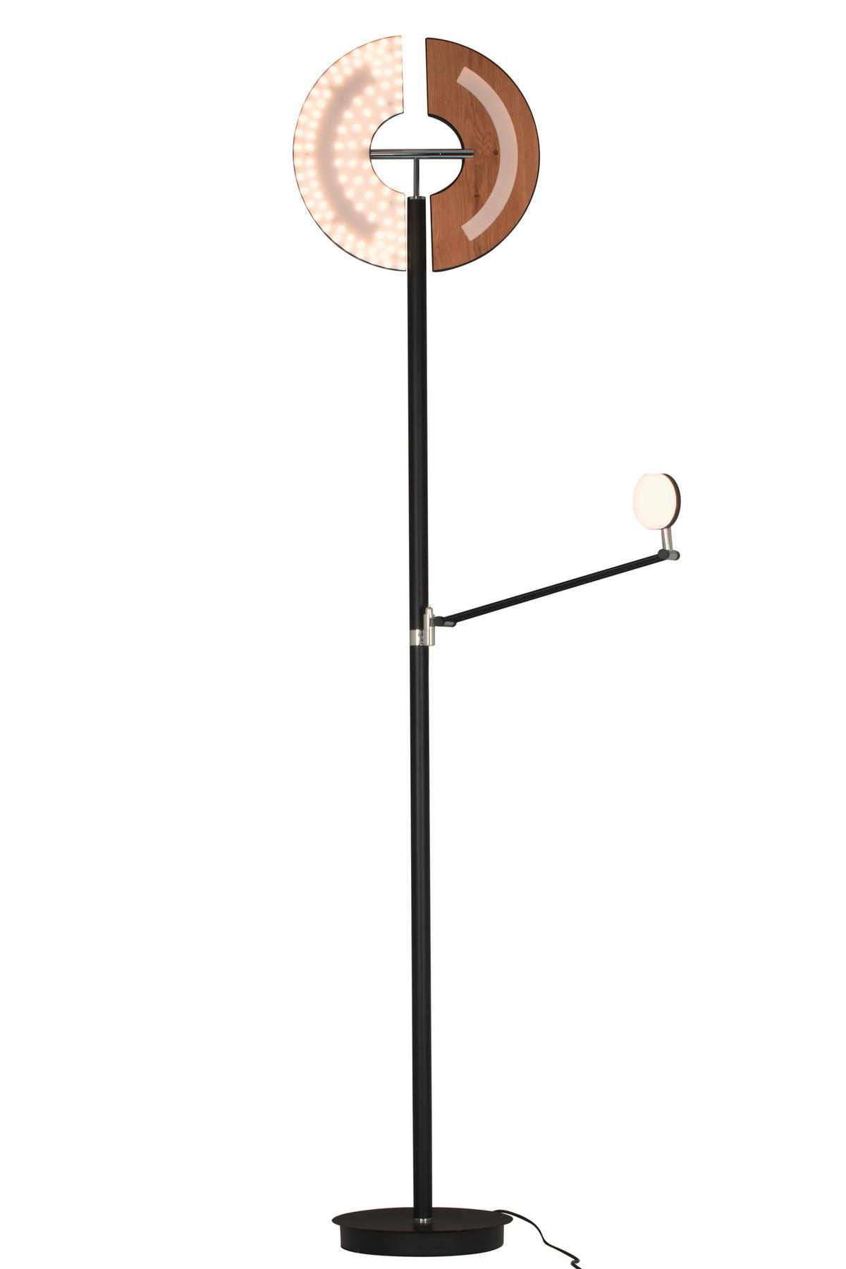 STOJACIA LED LAMPA, 41/39,35/182,80 cm - čierna/prírodná farba, Basics, kov/drevo (41/39,35/182,80cm) - Dieter Knoll