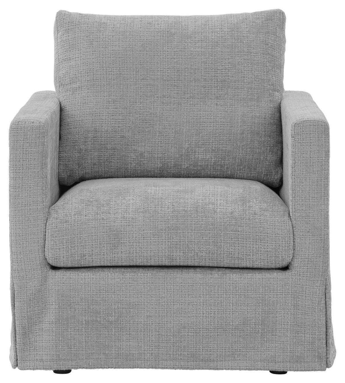 SESSEL in Chenille Hellgrau  - Hellgrau/Schwarz, Design, Kunststoff/Textil (84/89/95cm) - P & B