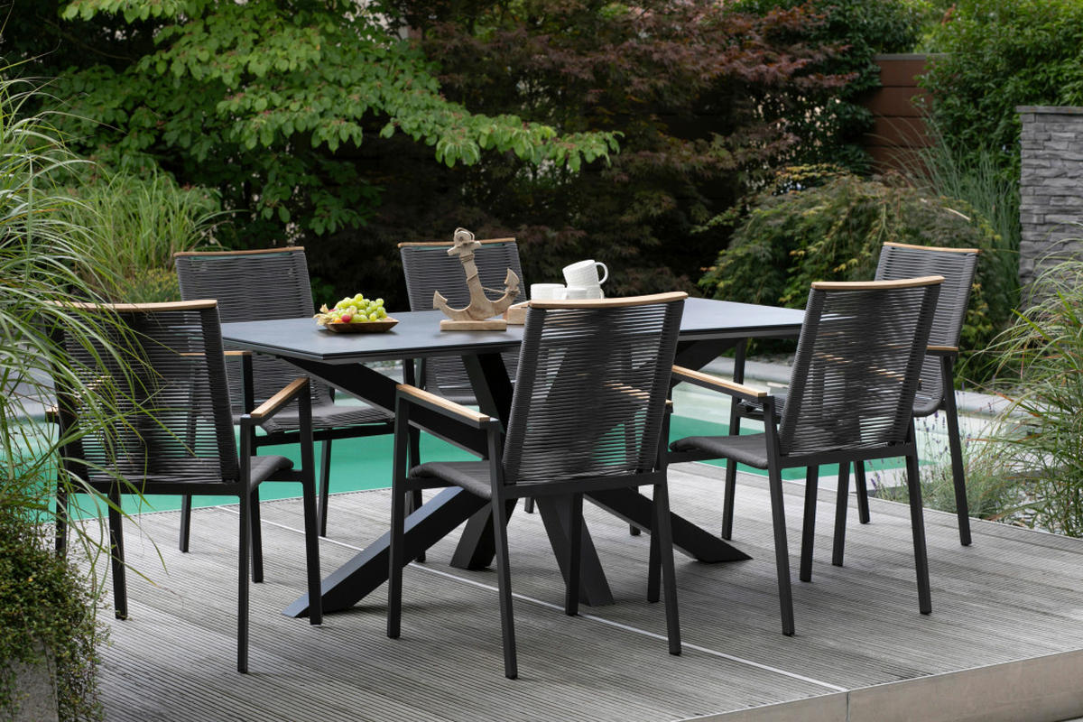 GARTENSESSEL Teakholz Aluminium Grau  - Grau, Basics, Holz/Kunststoff (55/87/66cm) - Gardenson