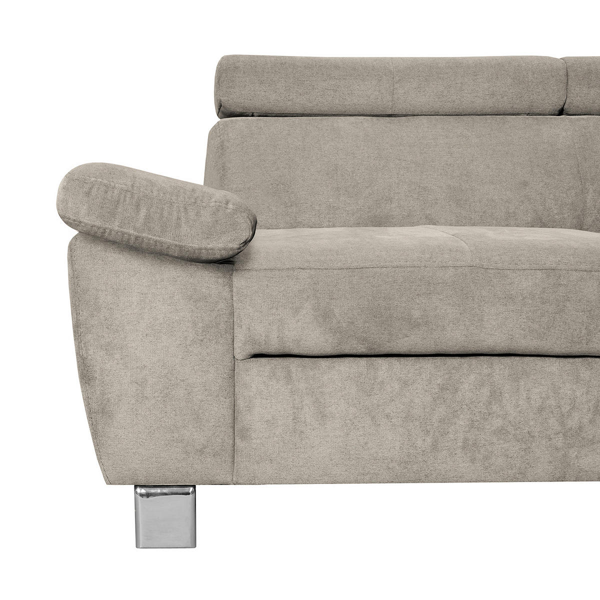 ECKSOFA Hellbraun Mikrofaser  - Chromfarben/Hellbraun, Design, Textil/Metall (248/208cm) - Livetastic