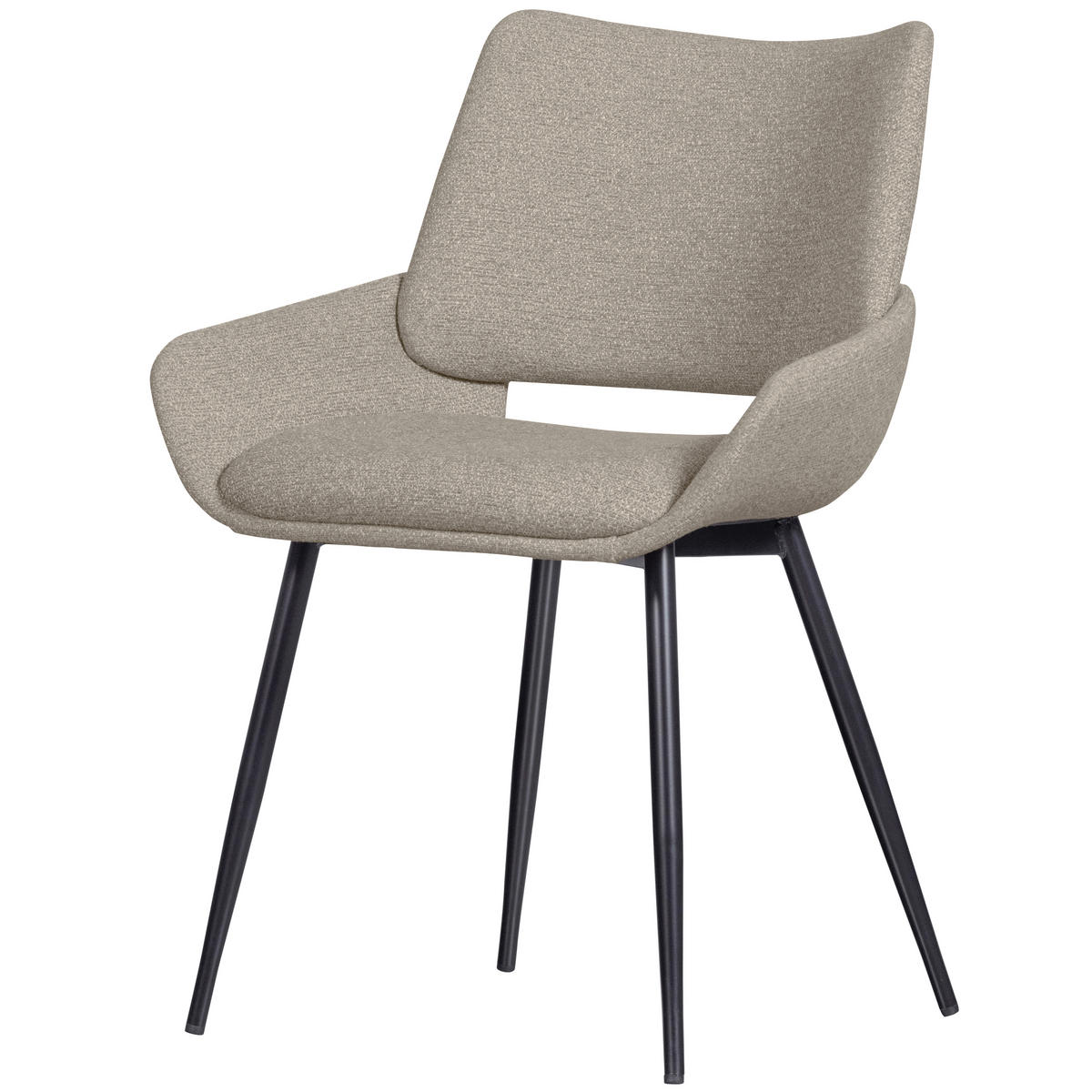 ARMLEHNSTUHL-SET 2 Stück  Webstoff  - Sandfarben/Schwarz, MODERN, Textil/Metall (58/83/55cm) - Livetastic