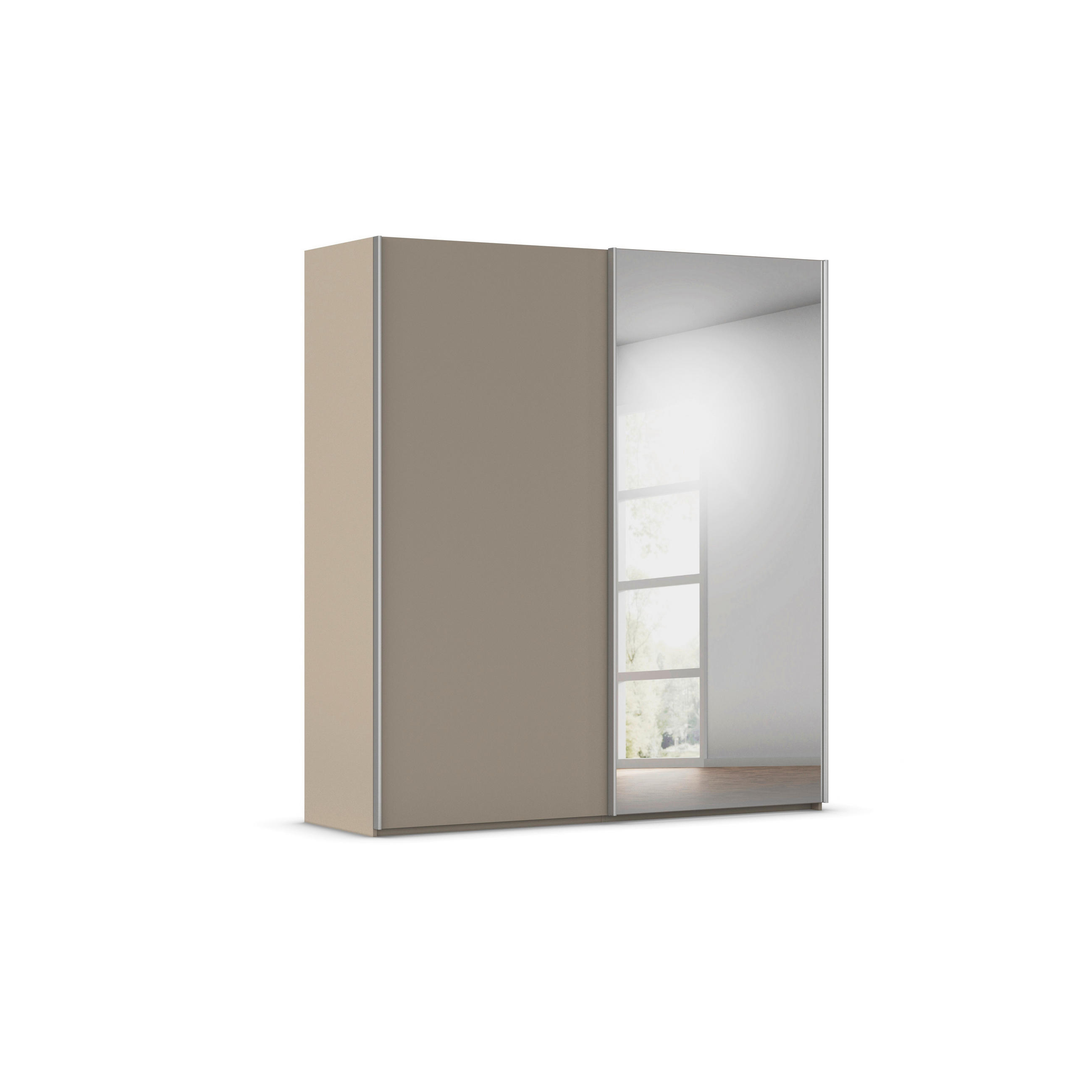 SCHWEBETÜRENSCHRANK 201/223/69 cm,  in Alufarben, Fango, 2 Tür(en)  - Fango/Alufarben, Basics, Glas/Holzwerkstoff (201/223/69cm) - Rauch Möbel