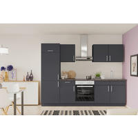 KÜCHENBLOCK 270 cm   in Dunkelgrau  - Edelstahlfarben/Dunkelgrau, Design, Holzwerkstoff/Metall (270cm) - Xora