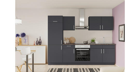 KÜCHENBLOCK 270 cm  in Dunkelgrau  - Edelstahlfarben/Dunkelgrau, Design, Holzwerkstoff/Metall (270cm) - Xora