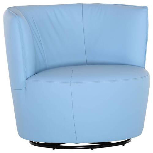 CLUBFÅTÖLJ i läder ljusblå  - ljusblå/svart, Design, läder (93/83/88cm) - MID.YOU