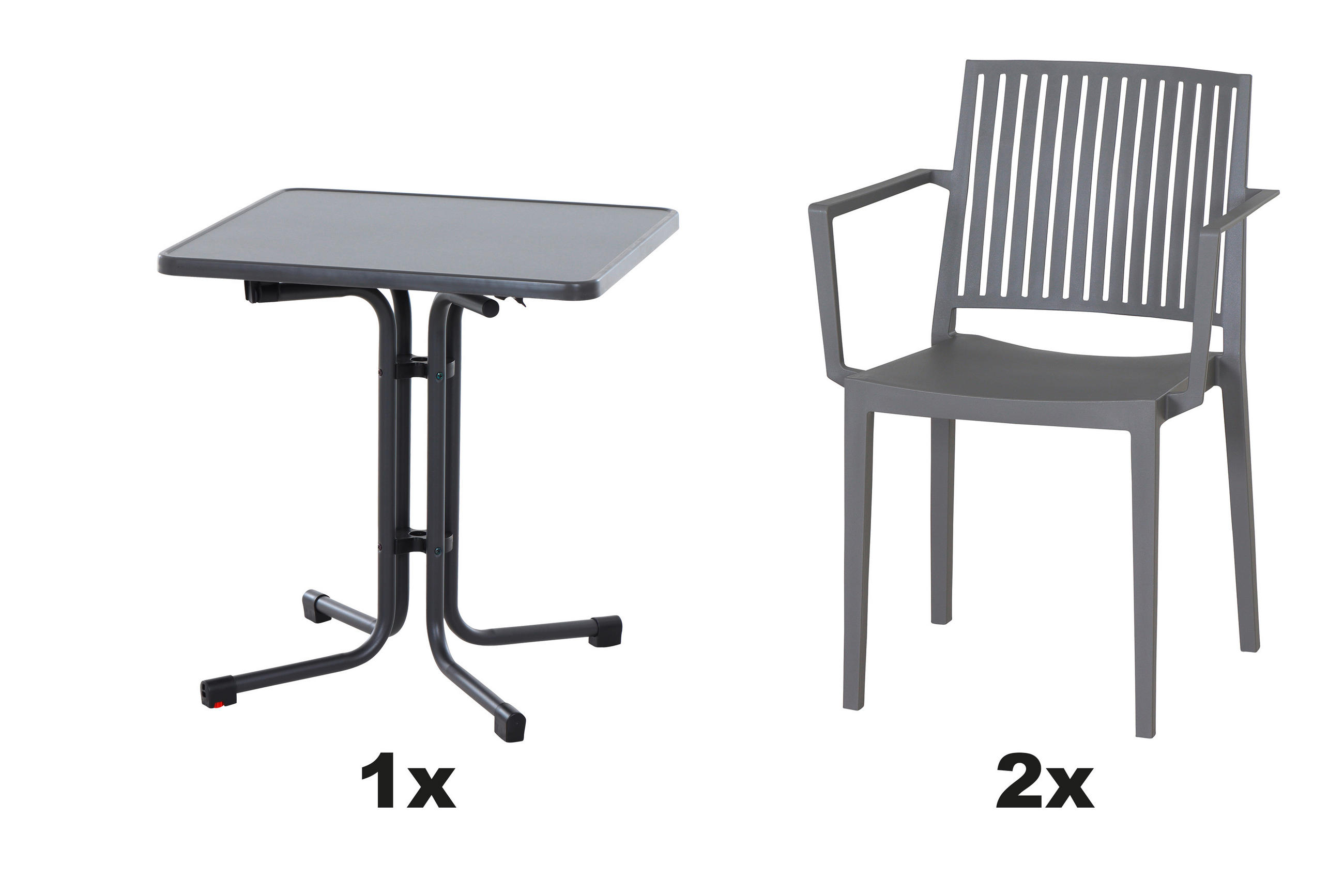GARTENGARNITUR 3-teilig  - Grau, Basics, Holzwerkstoff/Kunststoff (70/80/70cm) - Siena Garden