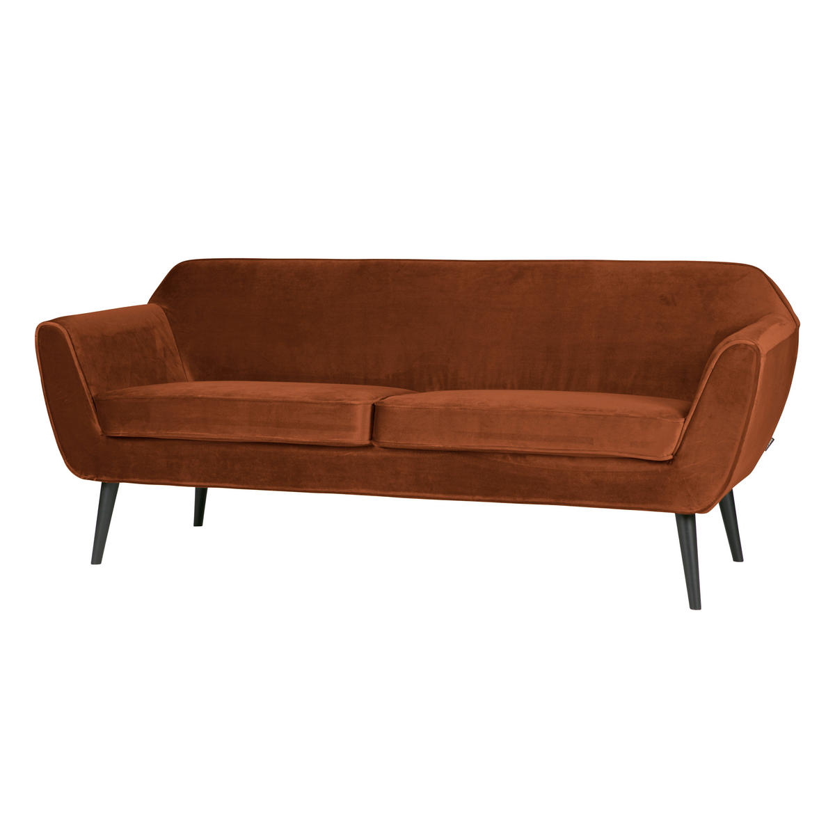 SOFA Rocco Samt Rostfarben  - Rostfarben/Schwarz, Design, Holz/Textil (187/75/82cm) - Livetastic