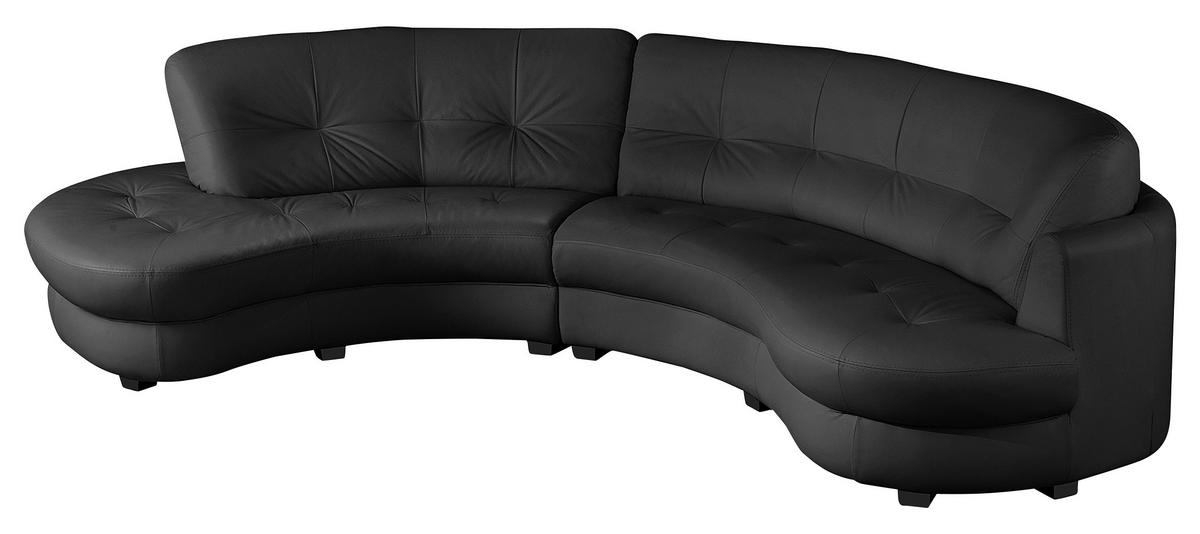 ECKSOFA Schwarz Echtleder Lederlook  - Schwarz, Design, Leder/Kunststoff (113/300cm) - Livetastic