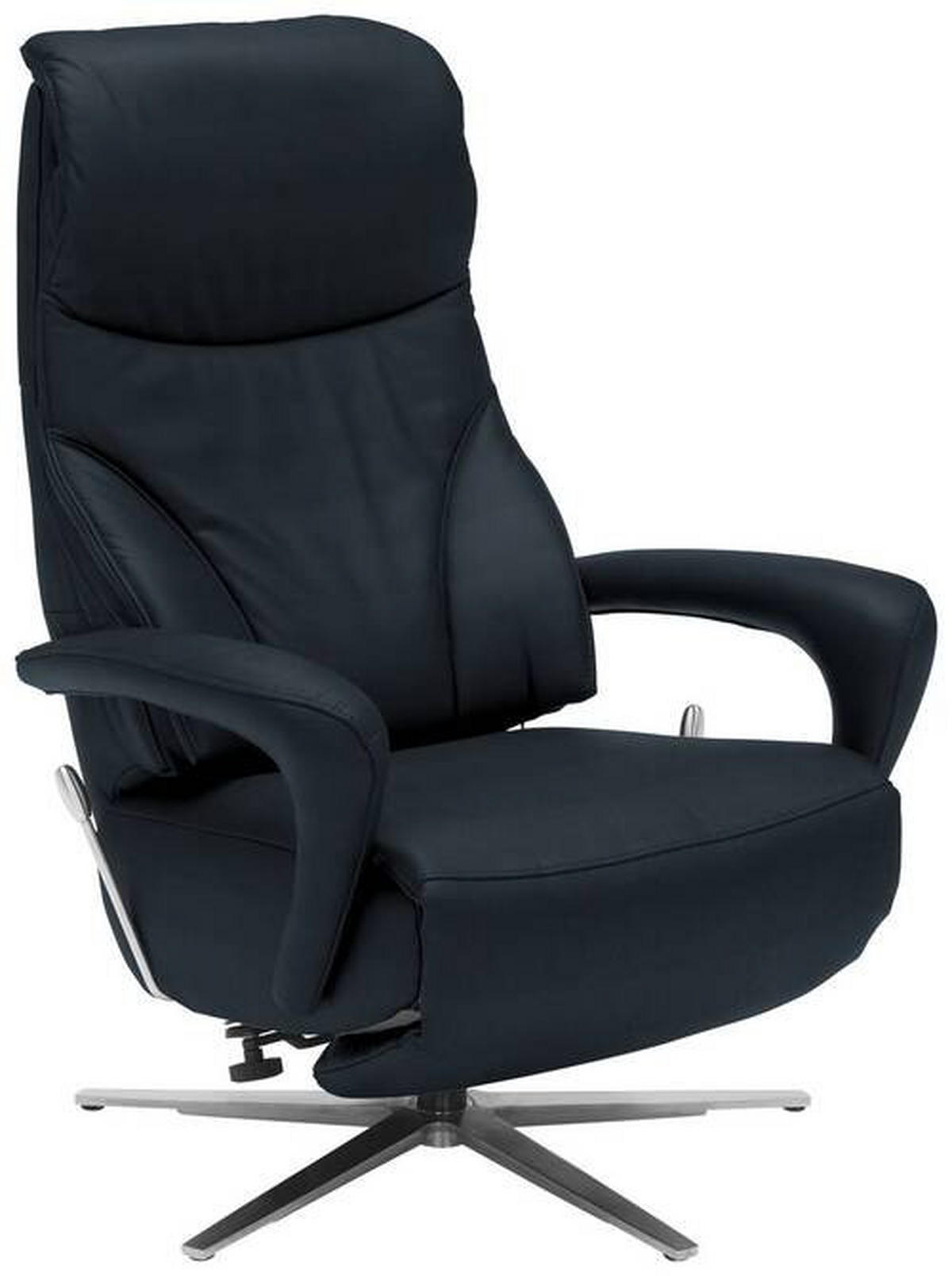RELAXSESSEL in Leder Dunkelblau  - Edelstahlfarben/Dunkelblau, Design, Leder/Metall (75/106/88cm) - Dieter Knoll
