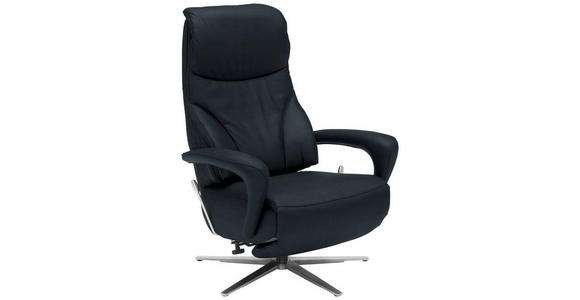 RELAXSESSEL in Leder Dunkelblau - Edelstahlfarben/Dunkelblau, Design, Leder/Metall (75/106/88cm) - Dieter Knoll