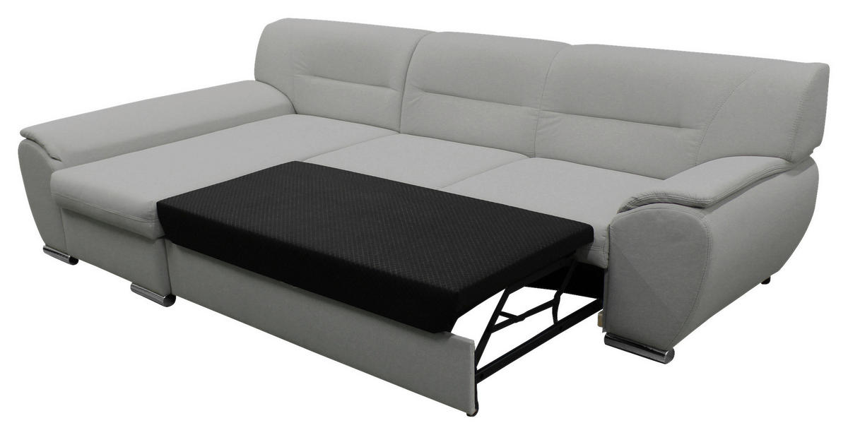 ECKSOFA Hellgrau Flachgewebe  - Silberfarben/Hellgrau, Design, Kunststoff/Textil (167/281cm) - MID.YOU
