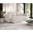 ECKSOFA Creme Cord Zierkissen, Rückenkissen, Schlaffunktion, Rücken echt  - Creme/Schwarz, MODERN, Kunststoff/Textil (153/250cm) - Xora