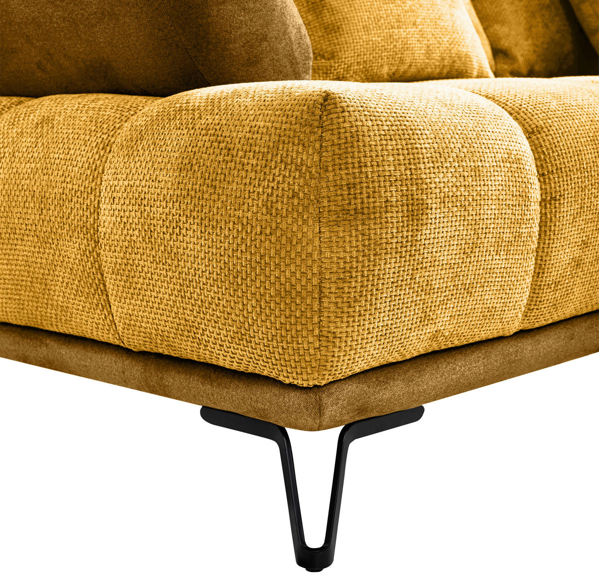ECKSOFA Currygelb Chenille Zierkissen, Rückenkissen, Rücken echt  - Currygelb/Schwarz, MODERN, Textil/Metall (262/184cm) - MID.YOU