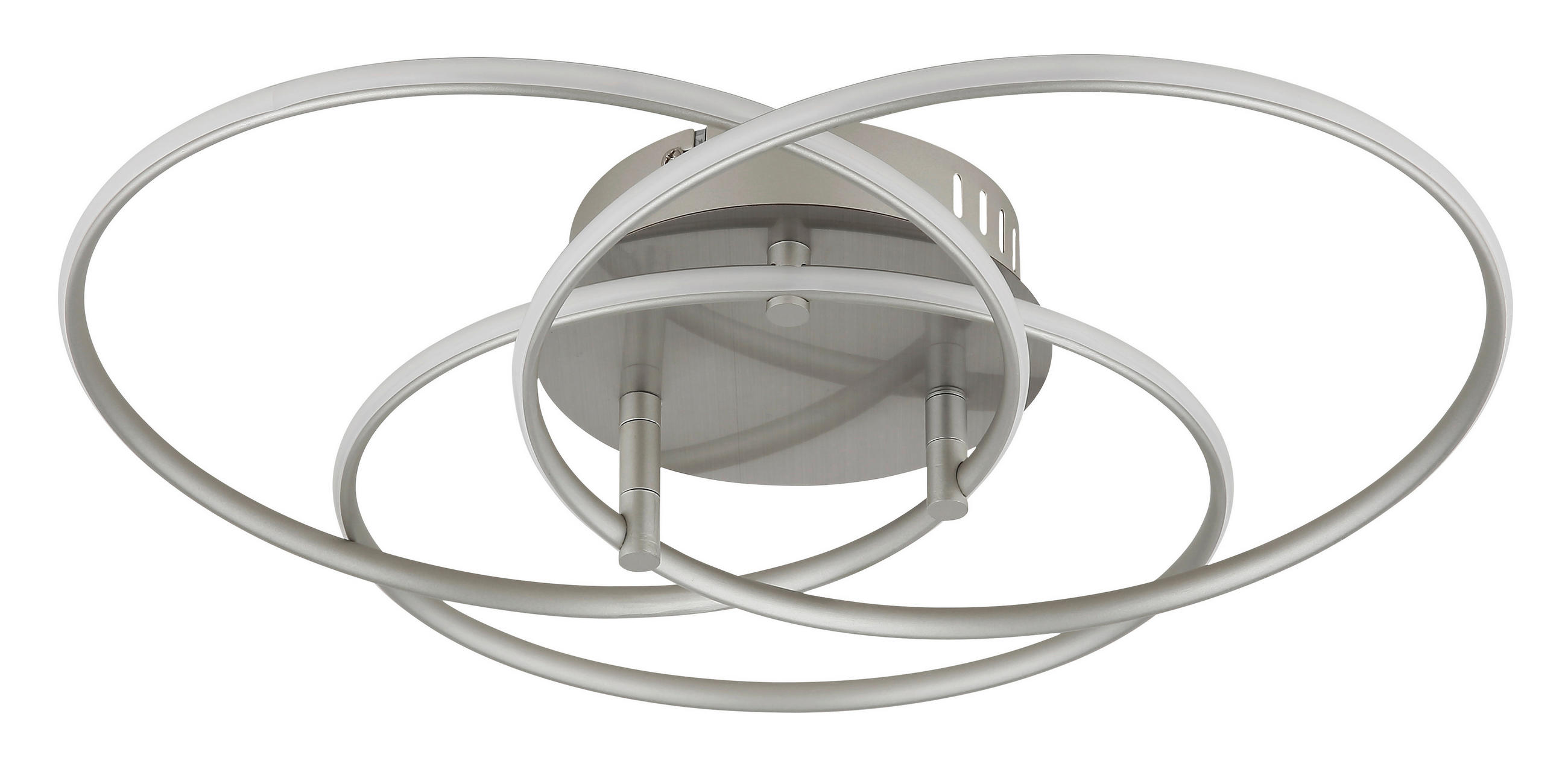 LED-DECKENLEUCHTE 45,6/9,4 cm   - Weiß/Nickelfarben, Design, Kunststoff/Metall (45,6/9,4cm) - Globo