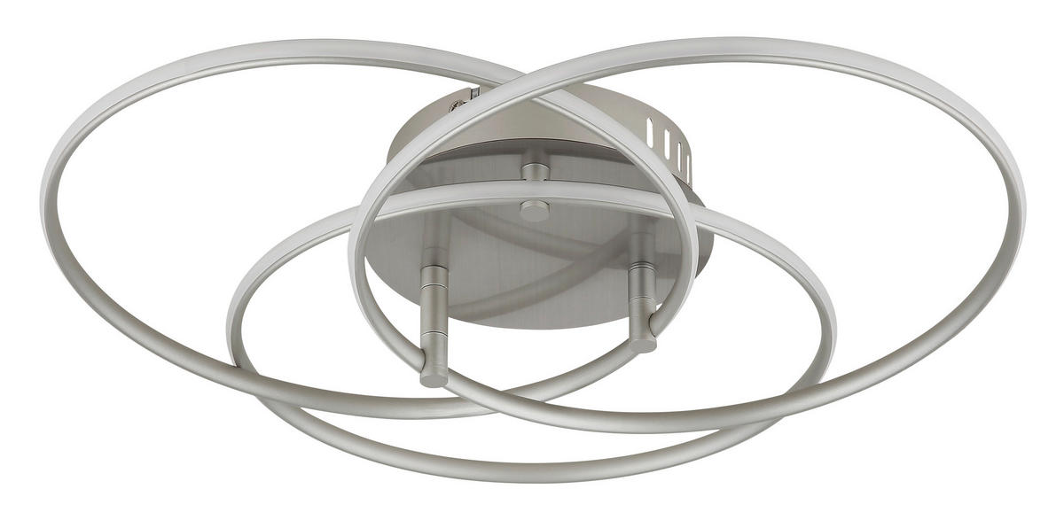 LED-DECKENLEUCHTE 45,6/9,4 cm   - Weiß/Nickelfarben, Design, Kunststoff/Metall (45,6/9,4cm) - Globo