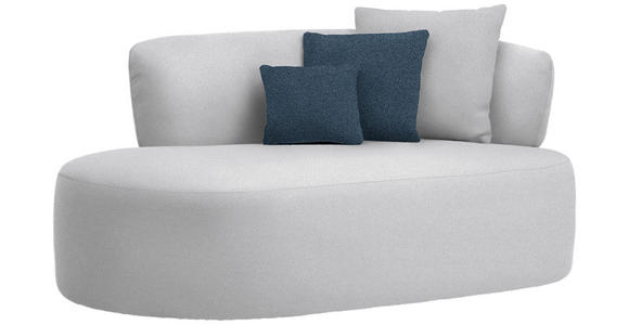 RÉCAMIERE  in Plüsch Hellgrau, Dunkelblau  - Hellgrau/Schwarz, MODERN, Kunststoff/Textil (166/86/105cm) - Hom`in