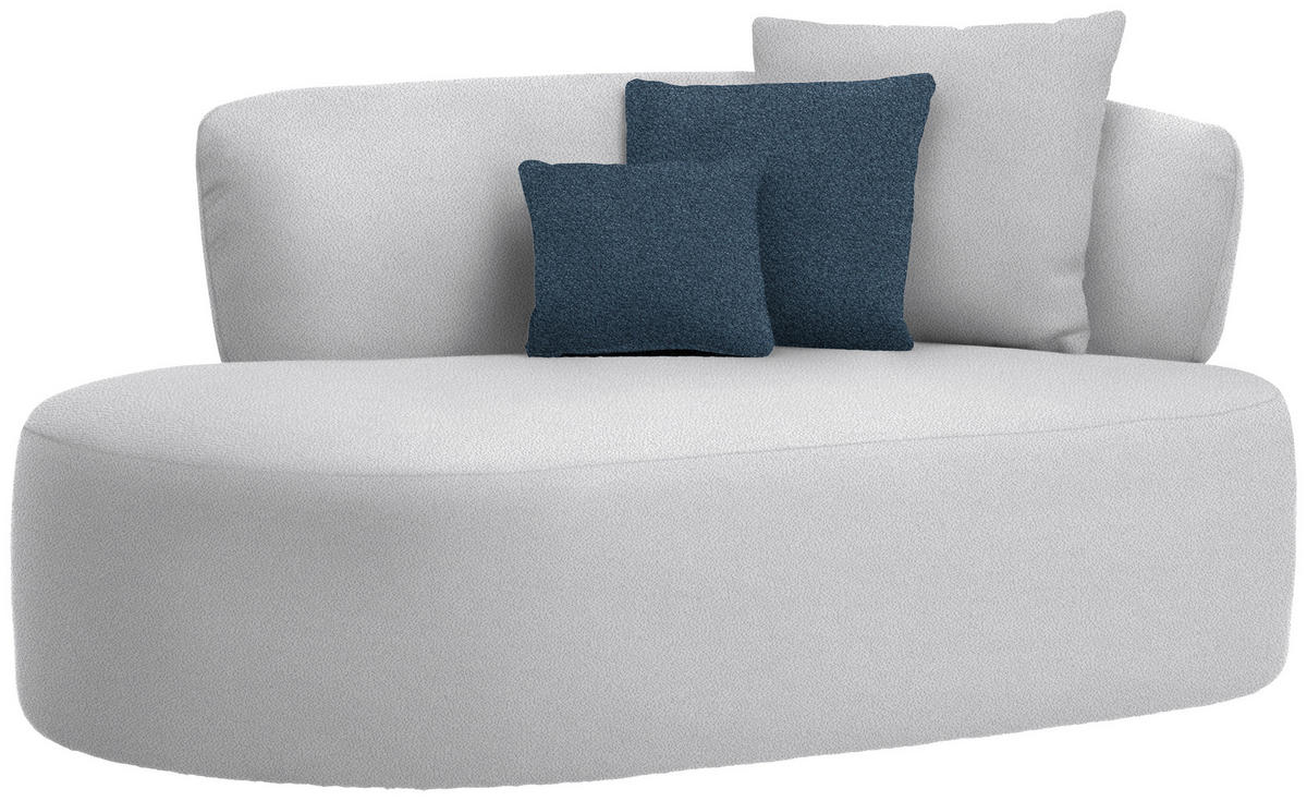 RÉCAMIERE  in Plüsch Hellgrau, Dunkelblau  - Hellgrau/Schwarz, MODERN, Kunststoff/Textil (166/86/105cm) - Hom`in