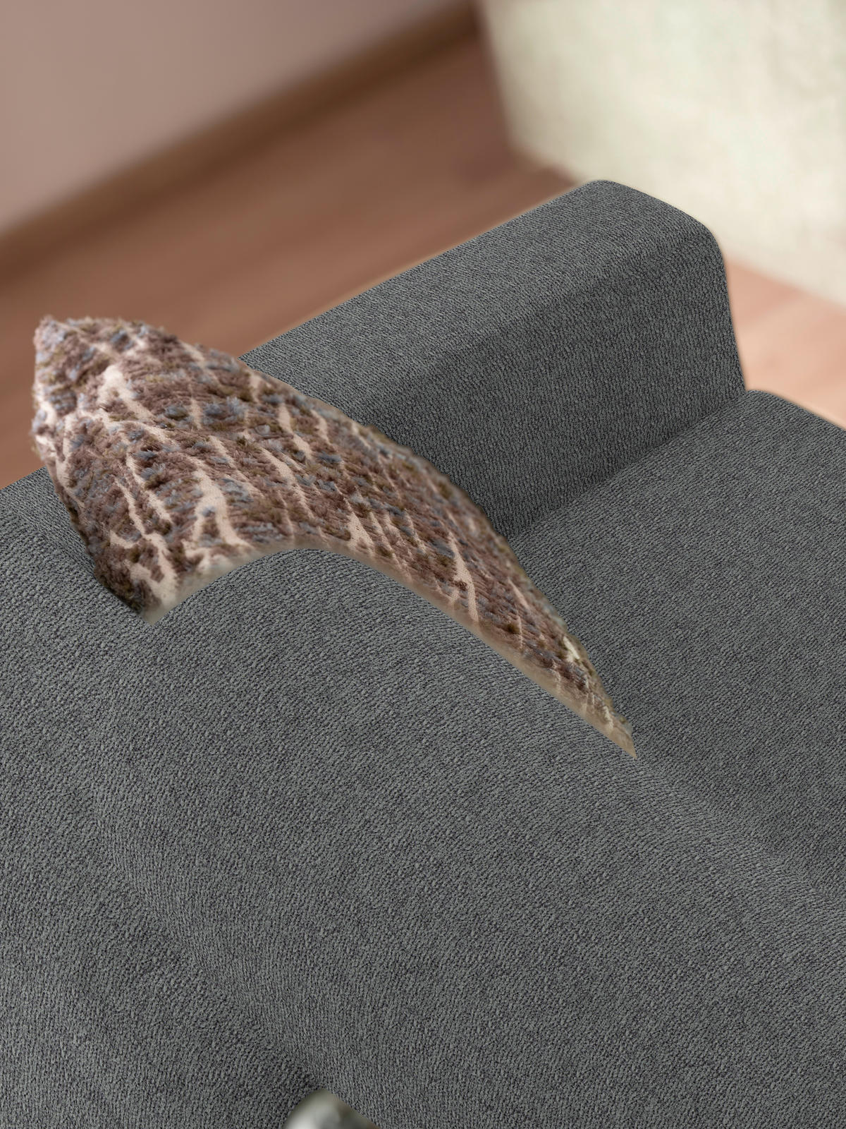 3-SITZER-SOFA in Flachgewebe Grau  - Chromfarben/Grau, Design, Textil/Metall (195/83/85cm) - Xora