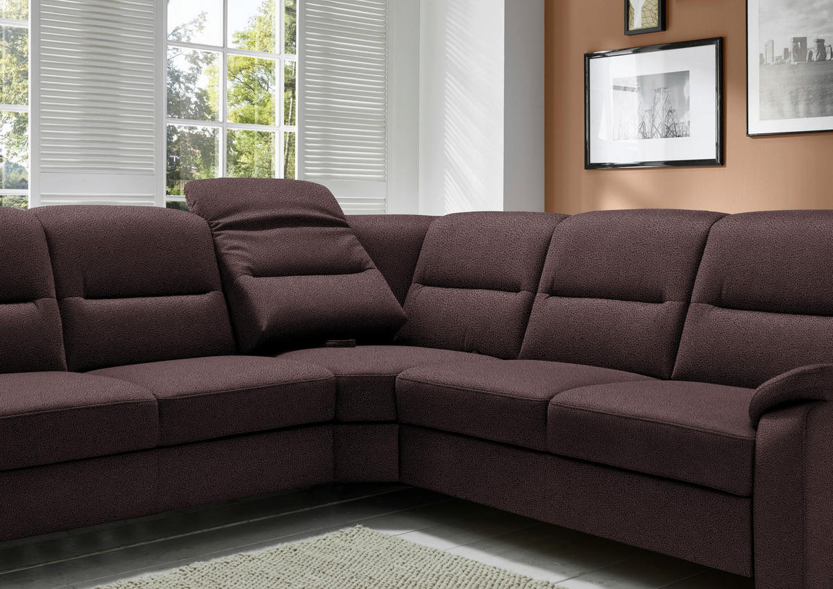 ECKSOFA in Mikrofaser Dunkelbraun  - Dunkelbraun/Schwarz, Konventionell, Holz/Textil (303/245cm) - Beldomo Comfort