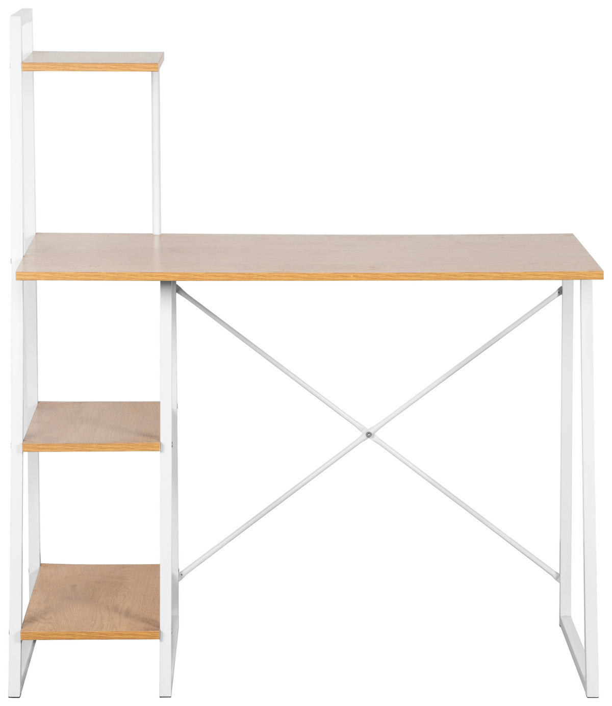 SCHREIBTISCH  in Weiß, Eichefarben  - Eichefarben/Weiß, MODERN, Holzwerkstoff/Metall (102/117/50cm) - MID.YOU