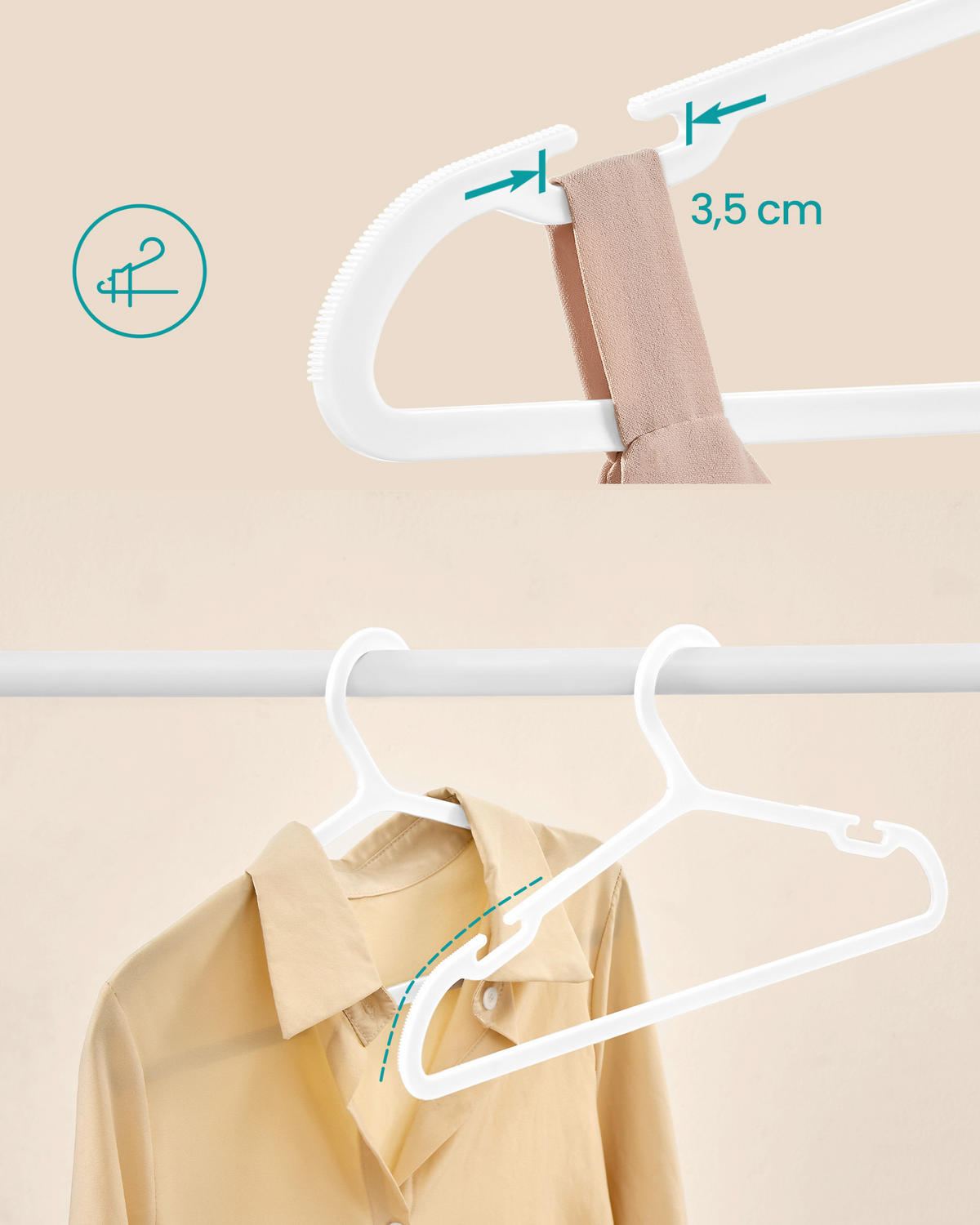 KLEIDERBÜGELSET 41,7 cm Kunststoff  - Weiß, Basics, Kunststoff (41,7cm)