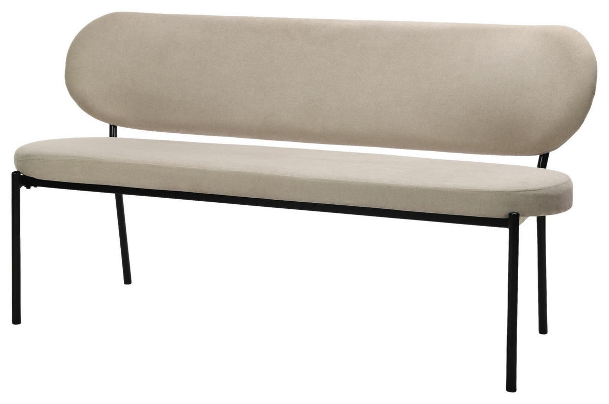 SITZBANK in Metall, Textil Schwarz, Taupe  - Taupe/Schwarz, Design, Textil/Metall (160/82/62cm) - MID.YOU