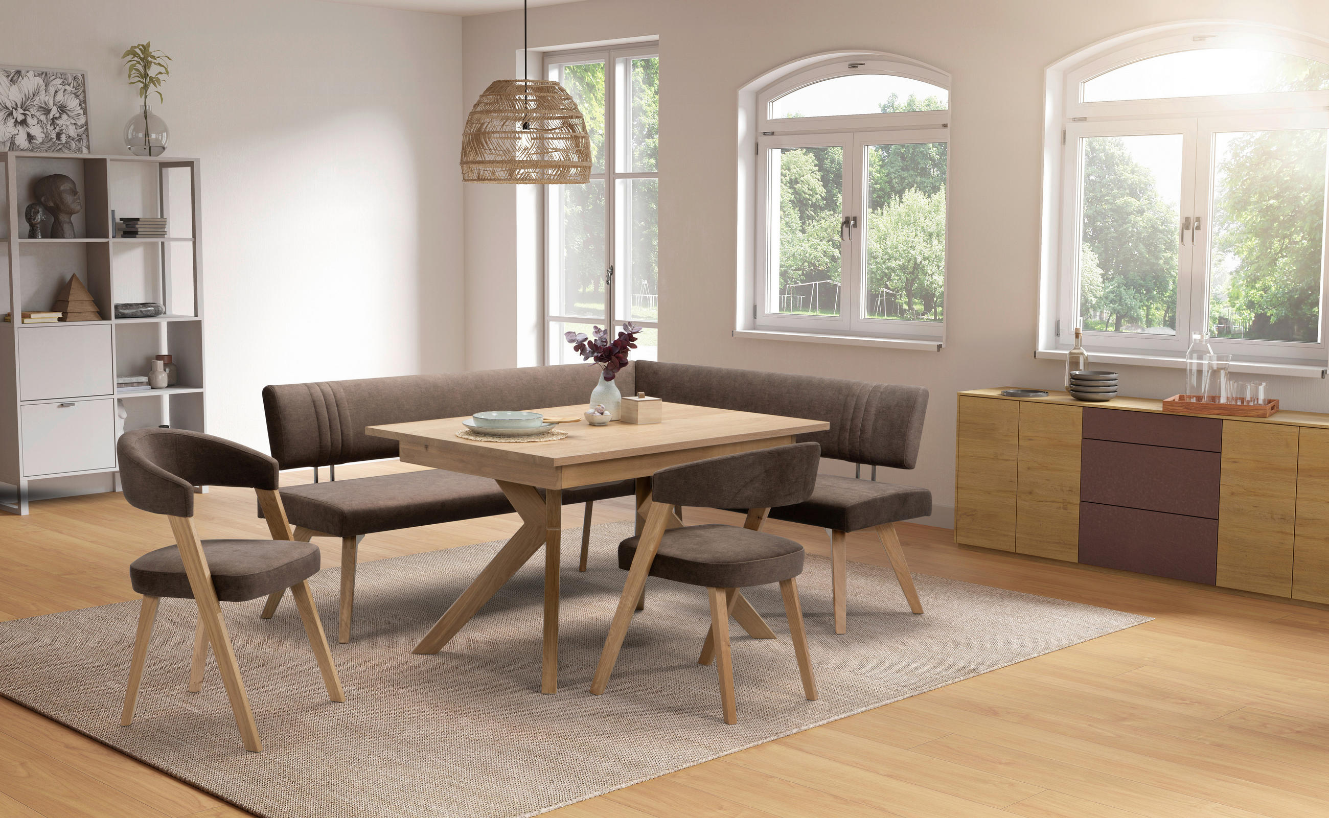 ESSTISCH Wildeiche furniert rechteckig Eichefarben  - Eichefarben, KONVENTIONELL, Holz (160/90/76cm) - Venda