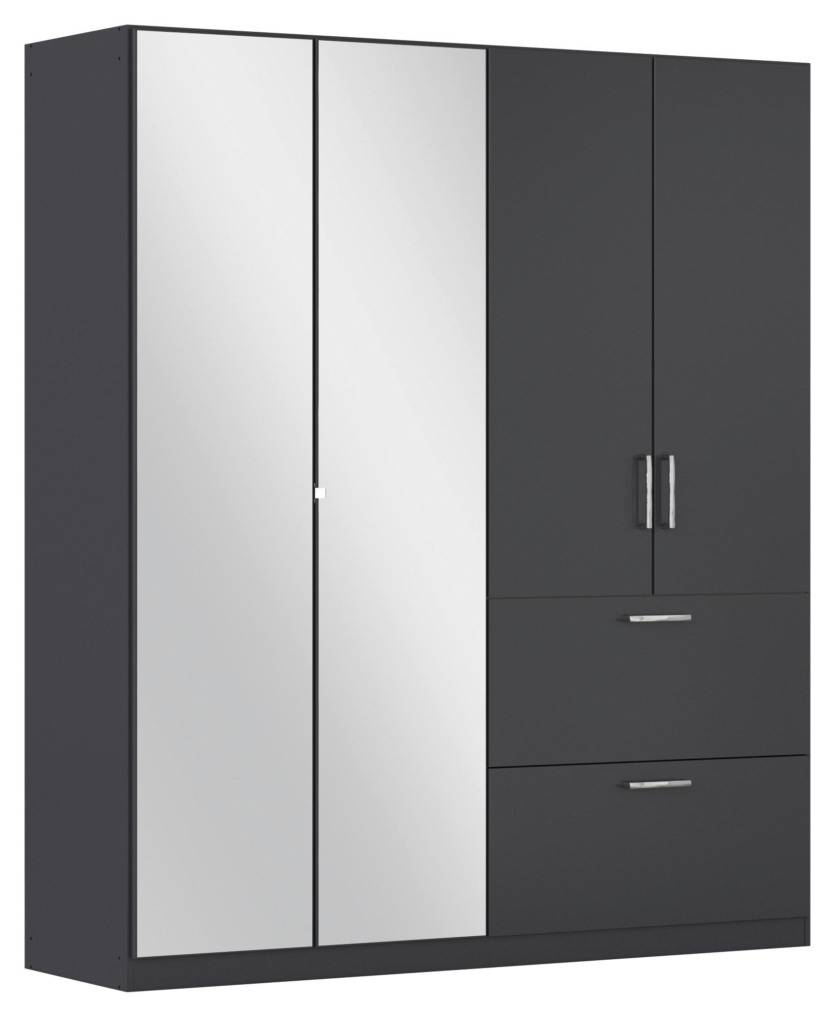 DREHTÜRENSCHRANK in Grau  - Chromfarben/Grau, Modern, Holzwerkstoff/Kunststoff (180/210/54cm) - Rauch Möbel