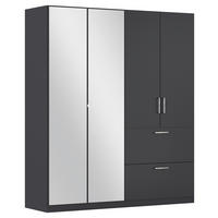 DREHTÜRENSCHRANK in Grau  - Chromfarben/Grau, Modern, Holzwerkstoff/Kunststoff (180/210/54cm) - Rauch Möbel