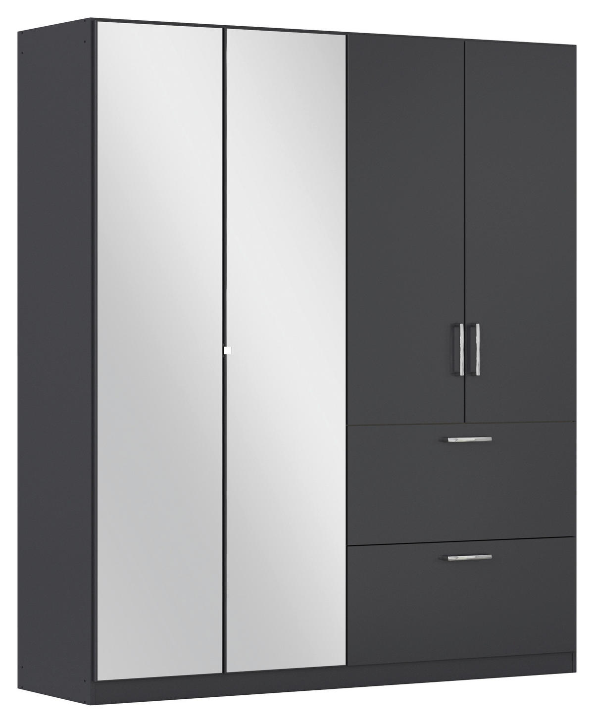 DREHTÜRENSCHRANK in Grau  - Chromfarben/Grau, Modern, Holzwerkstoff/Kunststoff (180/210/54cm) - Rauch Möbel