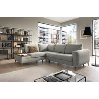 ECKSOFA in Webstoff Grau  - Eschefarben/Grau, Modern, Holz/Textil (260/90/204cm) - Trendmanufaktur