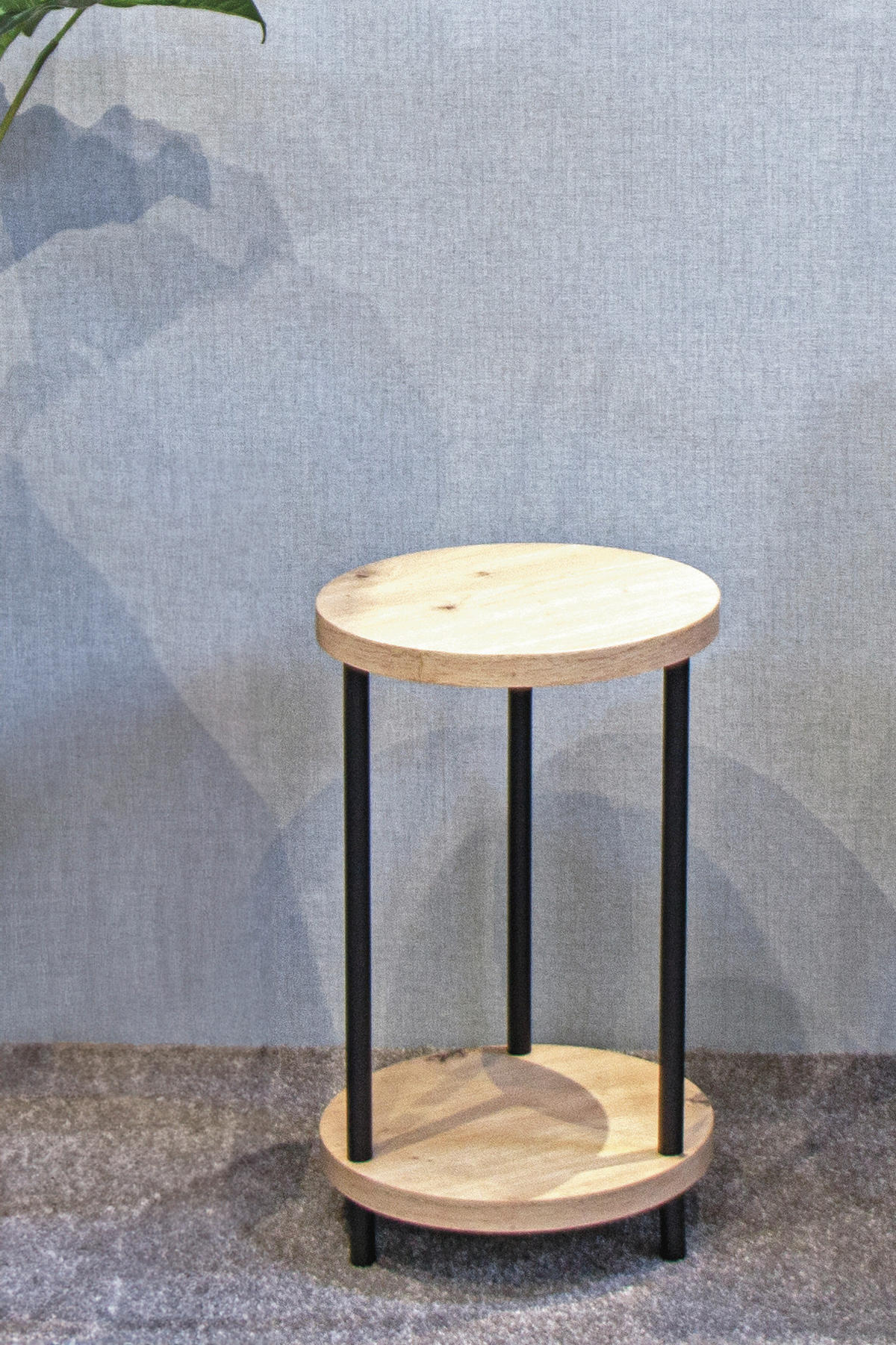 BEISTELLTISCH 30/30/50 cm Schwarz, Eichefarben rund  - Eichefarben/Schwarz, Trend, Holzwerkstoff/Metall (30/30/50cm)