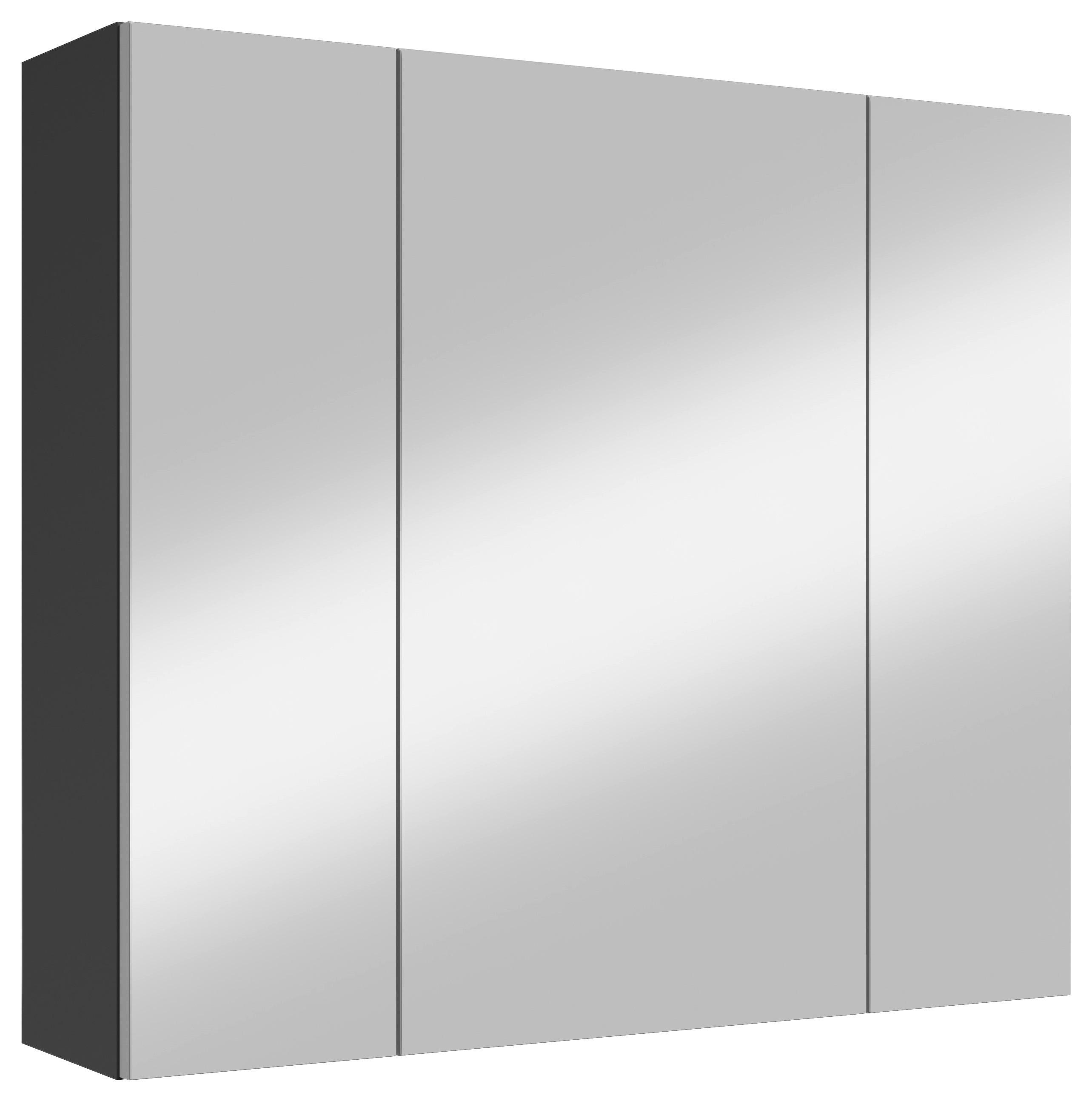 Mid.you Spiegelschrank Schwarz 80x70x20 cm