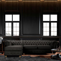 ECKSOFA Laura Anthrazit Mikrofaser  - Anthrazit/Creme, Design, Holz/Textil (182/284cm) - P & B