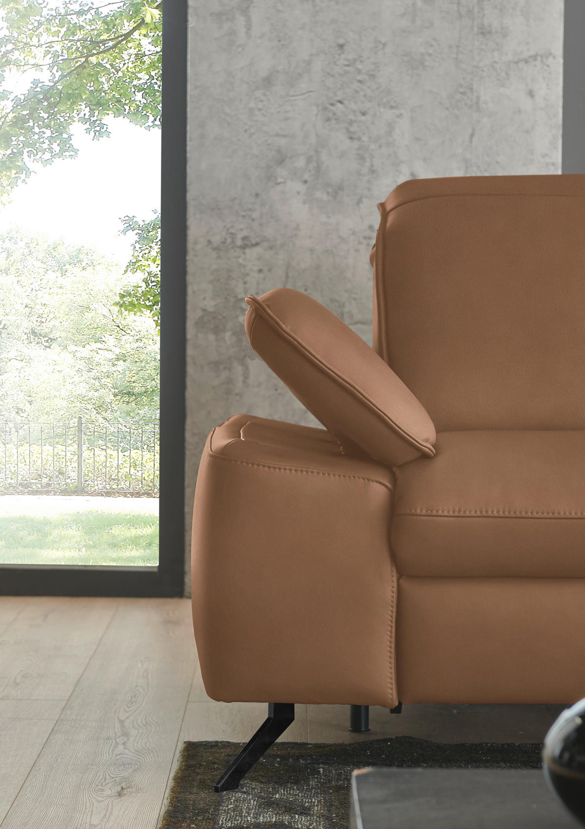 ECKSOFA  Echtleder Hellbraun  - Hellbraun/Schwarz, Design, Leder/Metall (307/169cm) - Beldomo Premium