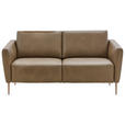 2-SITZER-SOFA Olivgrün Echtleder  - Eichefarben/Beige, Natur, Leder/Holz (182/86/87cm) - Valnatura