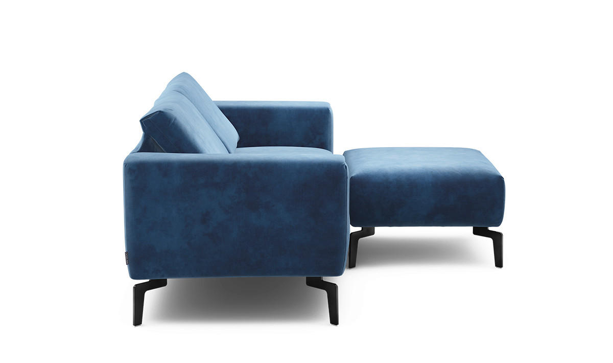 Zweisitzer inkl. Hocker Samt Naturfarben  - Schwarz/Naturfarben, Design, Textil/Metall (180/86/86-94cm) - SENSOO