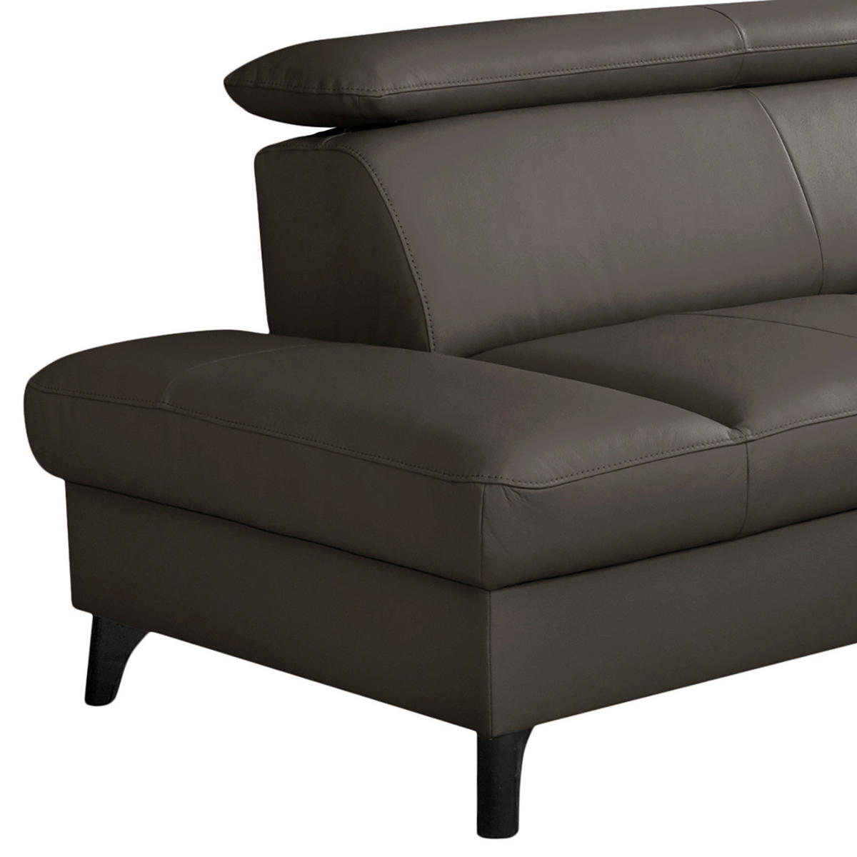 ECKSOFA Dunkelbraun Echtleder Lederlook  - Dunkelbraun/Schwarz, Design, Leder/Holz (199/244cm) - Livetastic