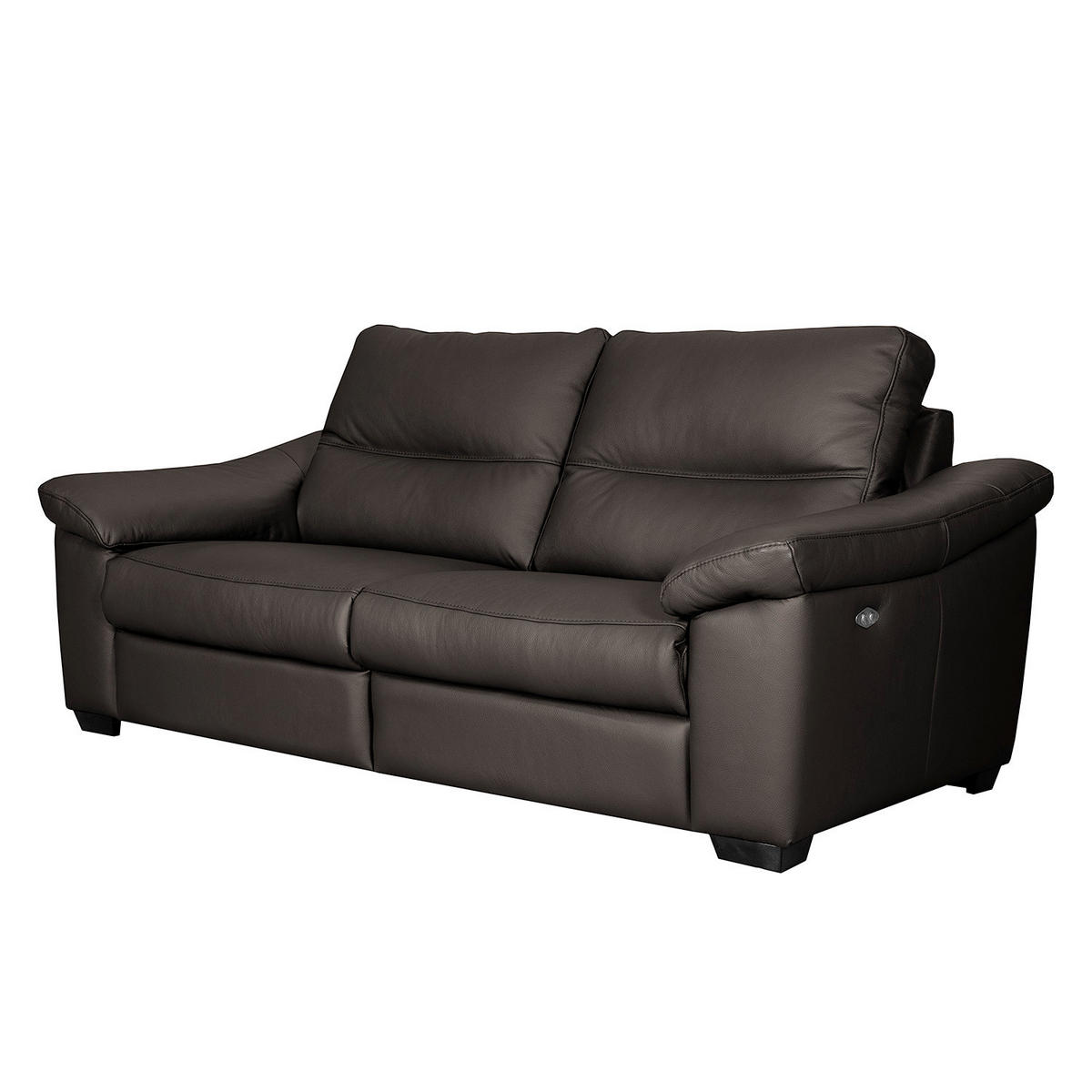 2,5-SITZER Echtleder Braun  - Schwarz/Braun, Design, Leder/Holz (214/97/97cm) - Livetastic