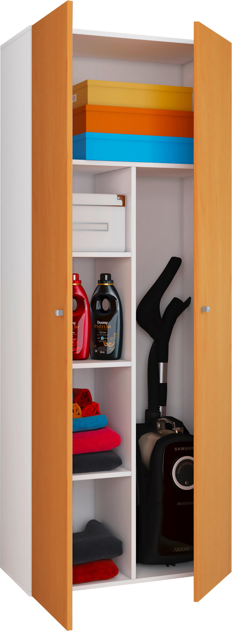 MULTISKÅP 70/178/39 cm 2-dörrar - vit/bokfärgad, Design, trämaterial/plast (70/178/39cm) - MID.YOU