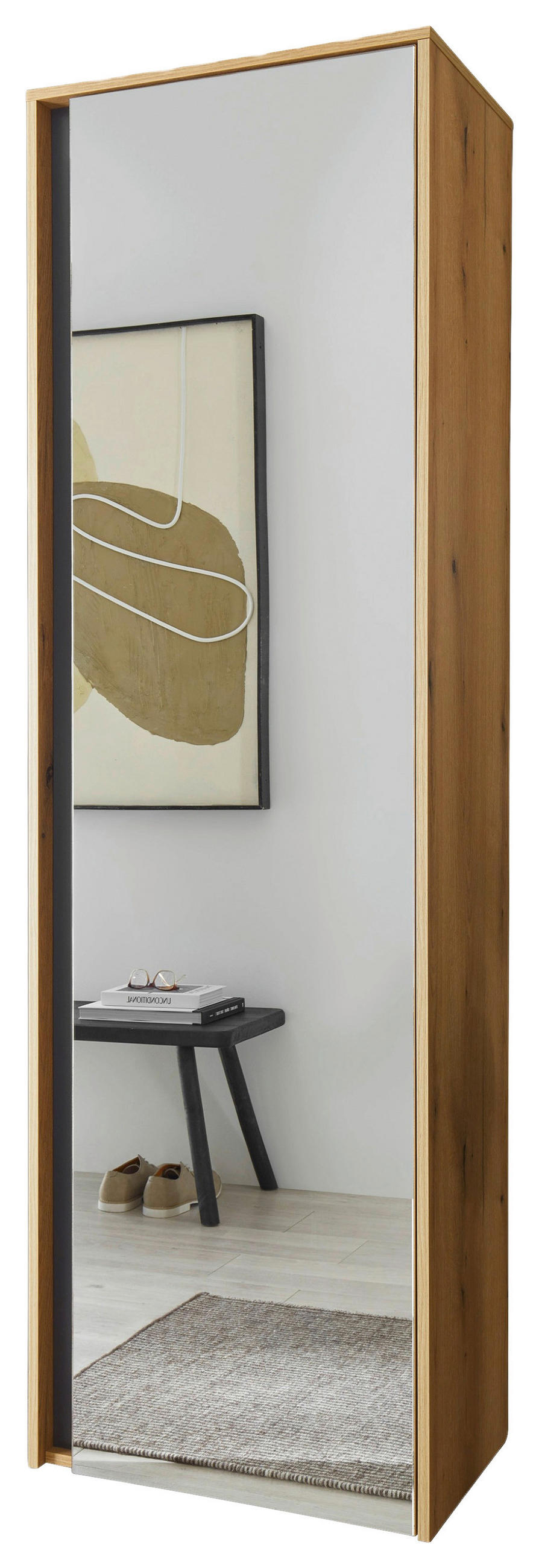 GARDEROBENSCHRANK  in 60/200/40 cm  - Eichefarben/Anthrazit, Design, Glas/Holzwerkstoff (60/200/40cm) - Modante